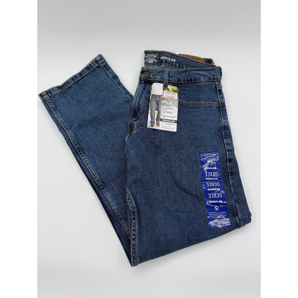 Signature by Levi Strauss Gold Men Regular Fit Flex Performance Jeans 33x30 Blue